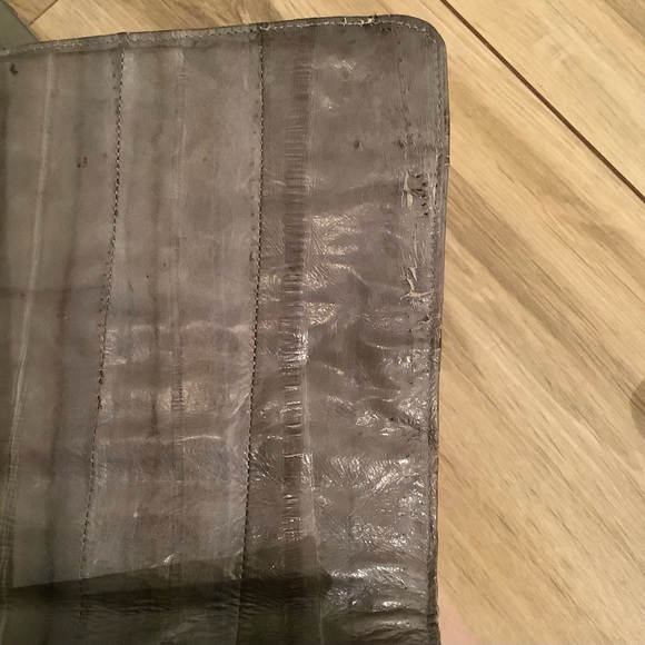 vintage FOUR XL POCKETS under flap 100% Eelskin Large Clutch EDC - Picture 9 of 9